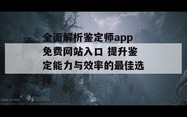 全面解析鉴定师app免费网站入口 提升鉴定能力与效率的最佳选择