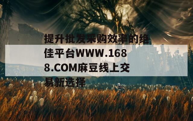 提升批发采购效率的绝佳平台WWW.1688.COM麻豆线上交易新选择
