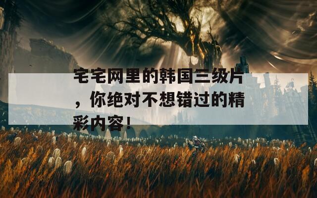 宅宅网里的韩国三级片，你绝对不想错过的精彩内容！