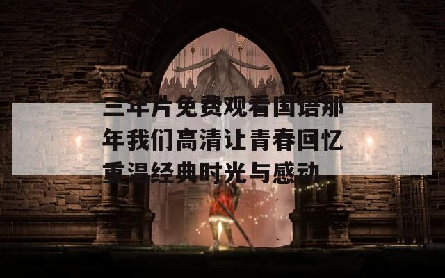 三年片免费观看国语那年我们高清让青春回忆重温经典时光与感动
