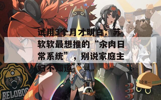 试用3个月才明白：苏软软最想推的“汆肉日常系统”，别说家庭主妇不知道