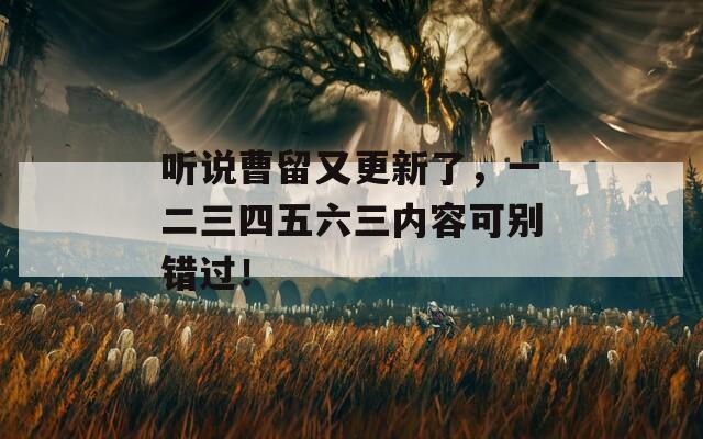 听说曹留又更新了，一二三四五六三内容可别错过！