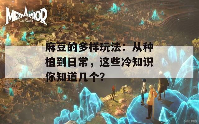 麻豆的多样玩法：从种植到日常，这些冷知识你知道几个？